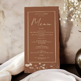Boho Floral Terracotta Wedding Menükarte