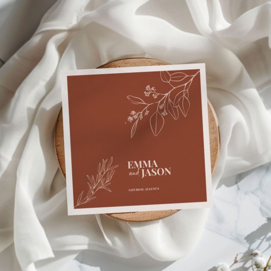 Boho Floral Terracotta Wedding Napkins Serviette
