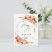 Boho Floral | Terracotta Wedding Save the Date Postkarte (Stehend Vorderseite)