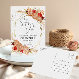 Boho Floral | Terracotta Wedding Save the Date Postkarte