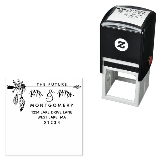 Boho Floral The Future Mr. & Mrs. Rücksendeadresse Permastempel (Beispiel)