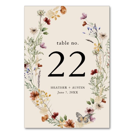 Boho Floral Tischnummer (Rückseite)