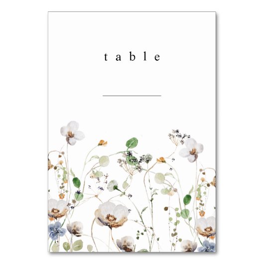 Boho Floral Tischnummer Card (Vorderseite)
