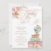 Boho Floral Travelling Miss an Mrs. Brautparty Einladung (Vorderseite)