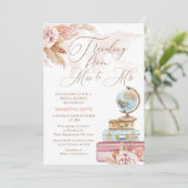 Boho Floral Travelling Miss an Mrs. Brautparty Einladung (Stehend Vorderseite)