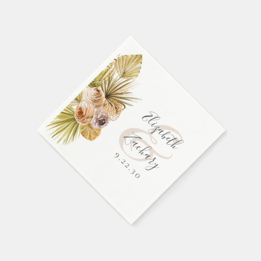 Boho Floral Tropical Earth Tones Wedding Serviette (Ecke)