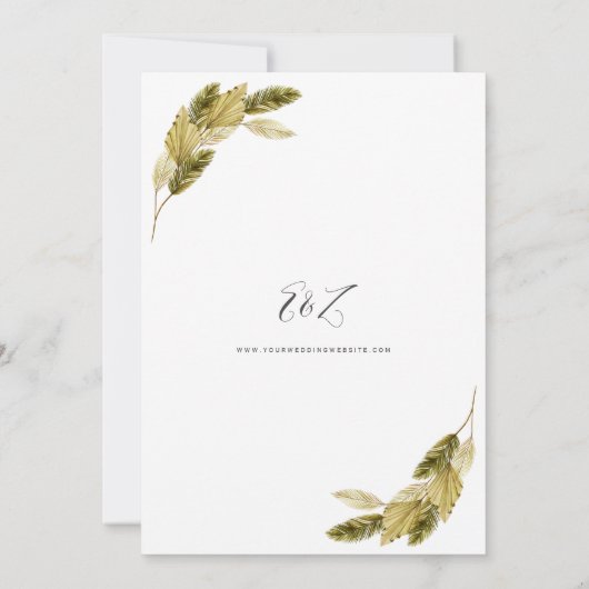 Boho Floral Tropical Soft Earth Tones Wedding Einladung (Rückseite)