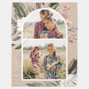 Boho Floral Two Foto Arch Personalisiert Fleecedecke