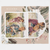 Boho Floral Two Foto Arch Personalisiert Fleecedecke (Vorderseite (Horizontal))