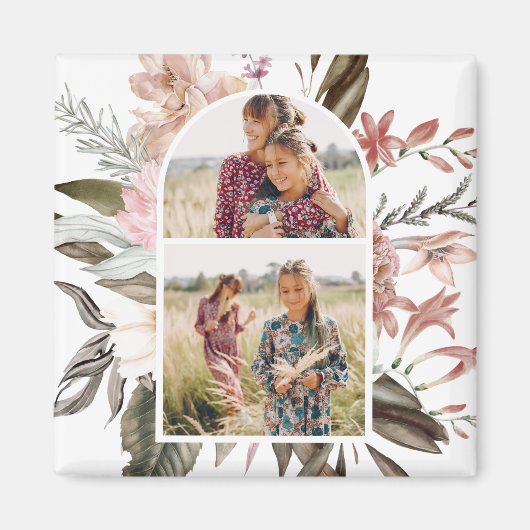 Boho Floral Two Foto Magnet (Vorne)