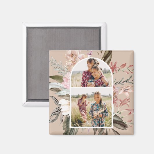 Boho Floral Two Foto Magnet (Vorderseite/Rückseite)
