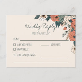 Boho Floral UAWG | Elegant Wedding Reply Postkarte