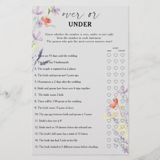 Boho Floral über oder unter Brautparty (Vorderseite)