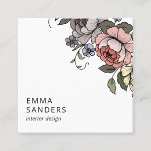 Boho Floral und Foliage Quadratische Visitenkarte
