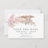Boho Floral und Pampas Wedding speichern die Datum Einladung (Vorderseite)