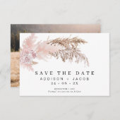 Boho Floral und Pampas Wedding speichern die Datum Einladung (Vorne/Hinten)