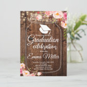 Boho Floral Uni-Abschluss Einladung (Stehend Vorderseite)