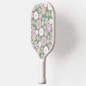 Boho Floral Vibranly Green & Pink Botanische Blume Pickleball Schläger (Links)