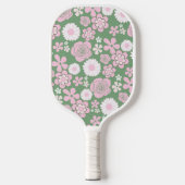 Boho Floral Vibranly Green & Pink Botanische Blume Pickleball Schläger (Vorderseite)