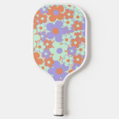 Boho Floral Vibrant Orange & Lila botanisch Pickleball Schläger (Rückseite)