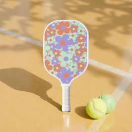 Boho Floral Vibrant Orange & Lila botanisch Pickleball Schläger