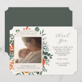 Boho Floral Vielen Dank Baby Birth Ankündigung (Vorne/Hinten)