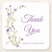 Boho Floral Vielen Dank für Ihre Lila Wildblume Ho Rechteckiger Pappuntersetzer (Vorderseite)