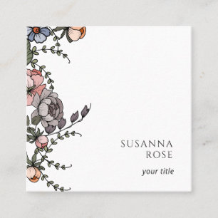 Boho Floral Vines Business Card Quadratische Visitenkarte