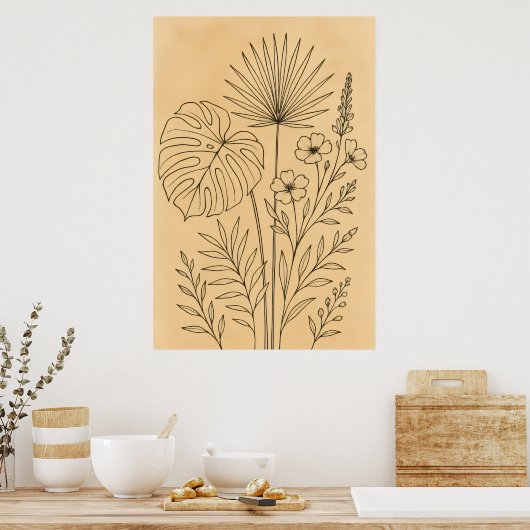 Boho Floral Wall Art - Neutrale botanische Kunst Poster (Küche)