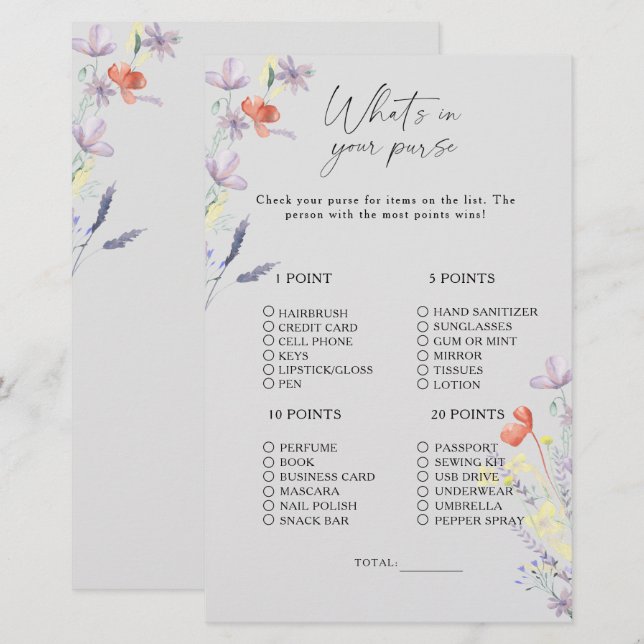 Boho Floral, was ist in deinem Geldbörsenspiel (Vorne/Hinten)