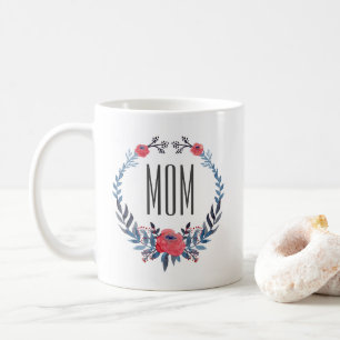 Boho Floral Wasserfarbe Rote Rosen Muttertag Kaffeetasse