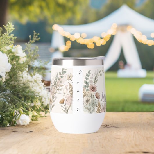 Boho Floral Water Bottle – Personalized Gift (Hochzeit)