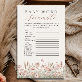 Boho Floral Watercolor Baby Word Scramble Flyer