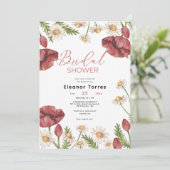 Boho Floral Watercolor Bridal Dusche Einladung (Stehend Vorderseite)