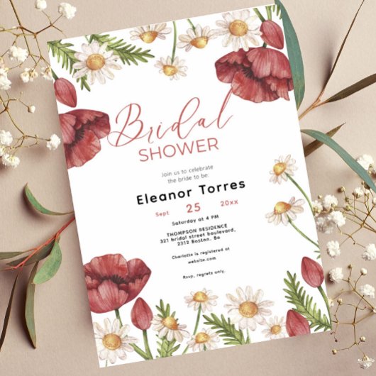 Boho Floral Watercolor Bridal Dusche Einladung