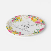 Boho Floral Watercolor Gold Glitzer Abschluss Pappteller (Schrägansicht)