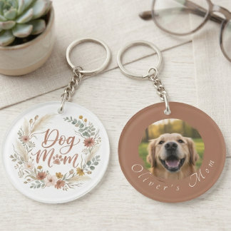 Boho-Floral-Watercolor-Hundemutter-Foto Schlüsselanhänger
