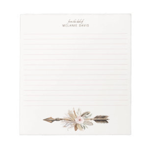Boho Floral Watercolor Notepad - Rustikaler Antler Notizblock