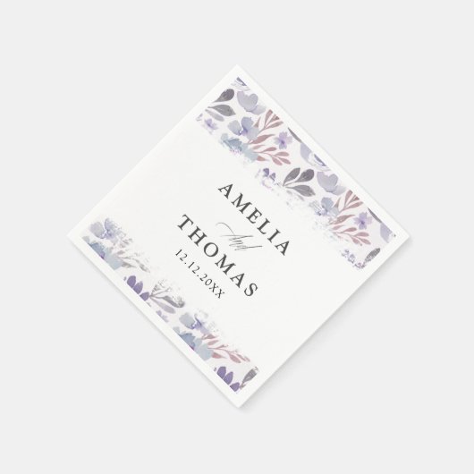 Boho Floral Watercolor Pattern Wedding Serviette (Ecke)