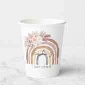 Boho Floral Watercolor Rainbow Baby Shower Pappbecher (Rückseite)
