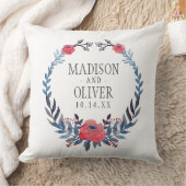 Boho Floral Watercolor Rote Rosen| Hochzeit Kissen (Decke)