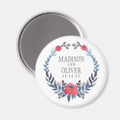 Boho Floral Watercolor Rote Rosen | Hochzeit Magnet (Vorderseite/Rückseite)