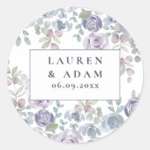 Boho Floral Watercolor Wedding Runder Aufkleber (Vorderseite)