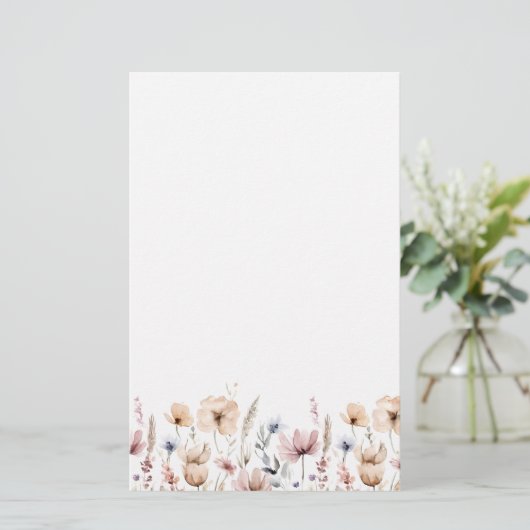 Boho Floral Watercolor Wildblume Briefpapier (Stehend Vorderseite)