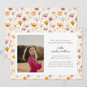 Boho Floral Watercolor Wildblumen Abschluss Ankündigung