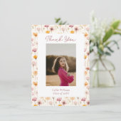 Boho Floral Watercolor Wildblumen Abschluss Dankeskarte (Stehend Vorderseite)