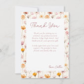 Boho Floral Watercolor Wildblumen Abschluss Dankeskarte (Rückseite)