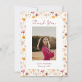 Boho Floral Watercolor Wildblumen Abschluss Dankeskarte (Vorderseite)