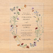 Boho Floral Wedding Acryleinladungen (Vorderseite)