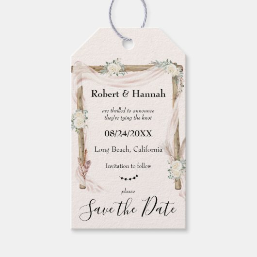 Boho Floral Wedding Arch Save the Date Einzigartig Geschenkanhänger (Vorderseite)